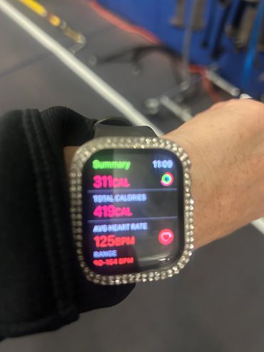 closeup shot of a smart watch showing details