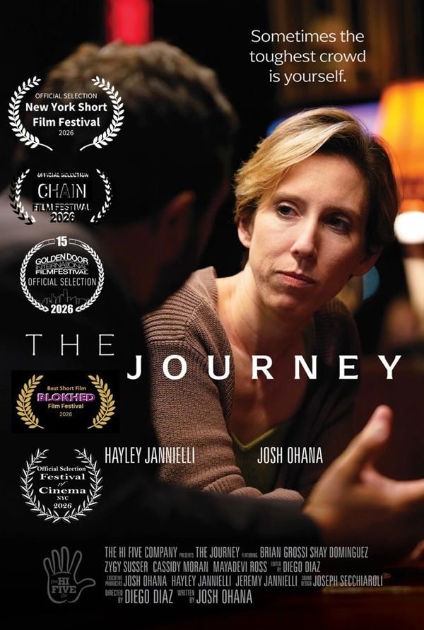 Movie poster for 'The Journey' featuring Hayley Jannielli and Josh Ohana.