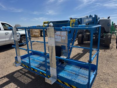 Boom lift with the HighwallLift for IMP installed and ready to safely place the panels