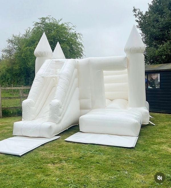 Luxury, White, Bouncy Castle with Slide for babies and toddler parties in Stevenage Hertfordshire