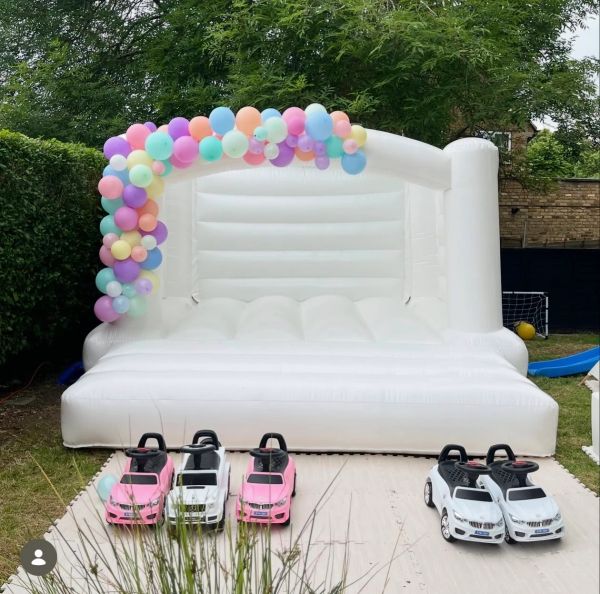 Large, white, luxury bouncy castle for babies and toddler parties in Stevenage Hertfordshire