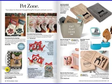 Pet Gifts pages in Lillian Vernon. Headline, subhead and product descriptions written by Susan Olive