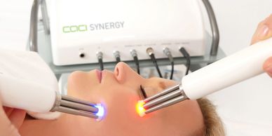 CACI synergy micro-current facial toning non surgical facelift. Lift and tone facial muscles. 
LED 
