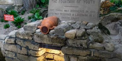 A stone structure marked as the Fountain of Youth.