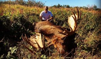 Alaska Moose Hunting at Wildman Lake Lodge. Larry Foss took a heavy antlered 68 Inch bull Sept 2018.
