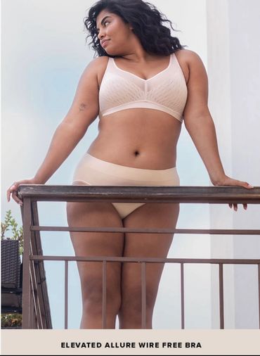 Experience ultimate comfort and style with the Elevated Allure Wire-Free Bra, with matching bottoms.