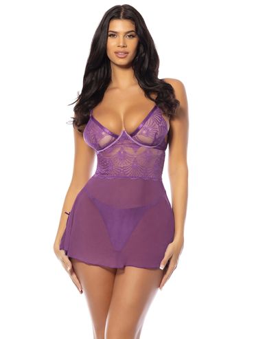 Feel stunning in this elegant lace babydoll, designed for beauty and comfort.