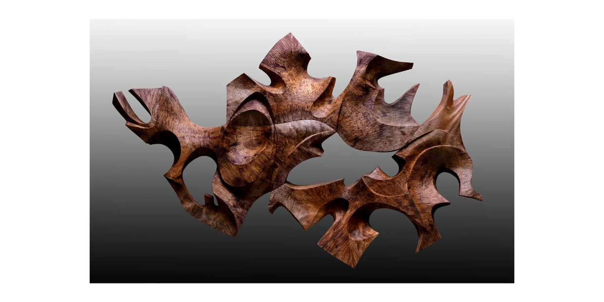 Stegosaurus carved myrtlewood sculpture
