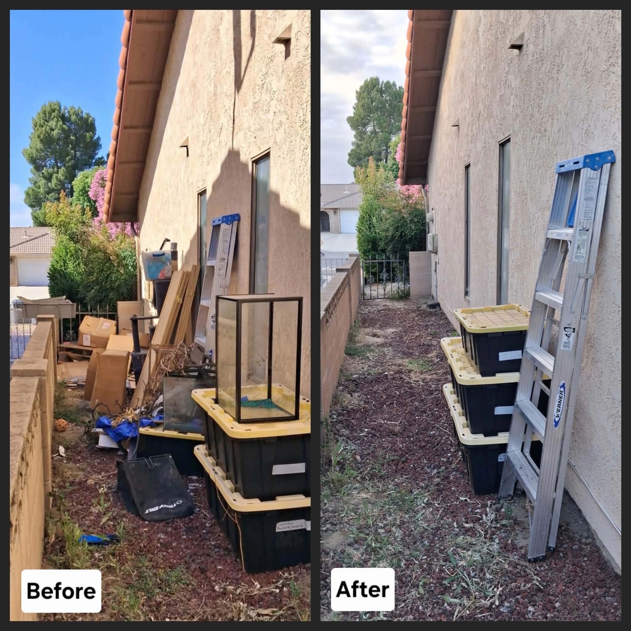 Quick Call Junk Haul side by side cardboard boxes and outdoor trash junk removal San Jacinto, CA