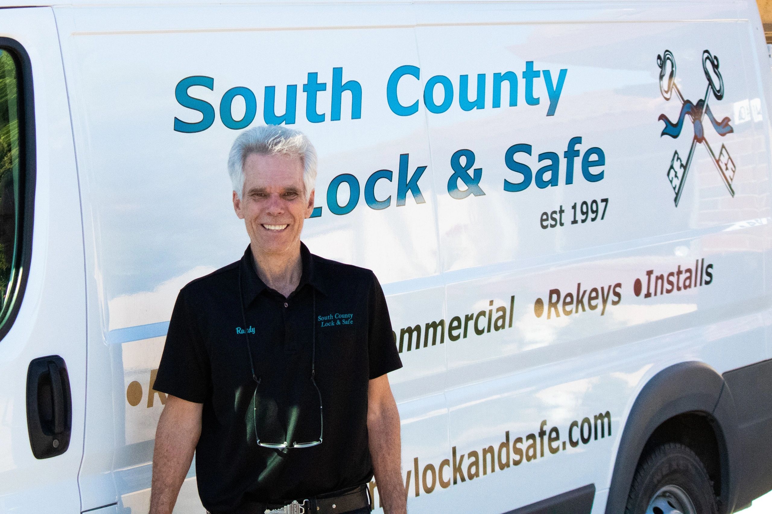 Owner Randy Brown in front of his work van