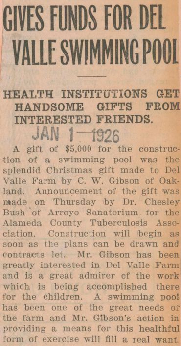 "$5,000 for the construction of a swimming pool was the splendid Christmas gift made to Del Valle Fa