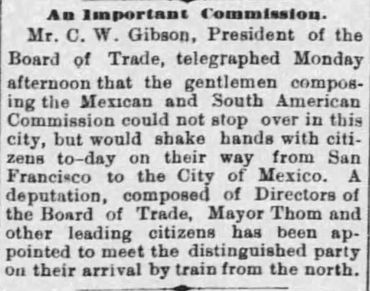 The Los Angeles Times, 1884
Mexican and South American Commission meet and greet.