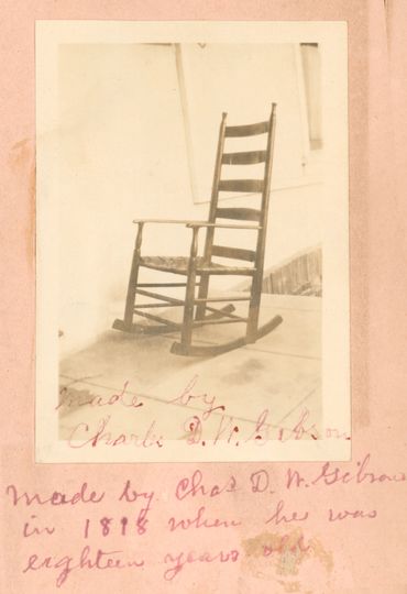 Photo of a chair made my C.D.W. Gibson in 1818 at age 18.