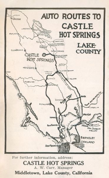 Map to Castle Hot Springs
Middletown, Lake County, CA (1919)