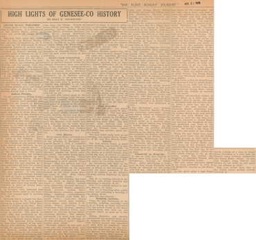 Highlights of Genesee County History
"At that early day when all stock roamed large, it became neces