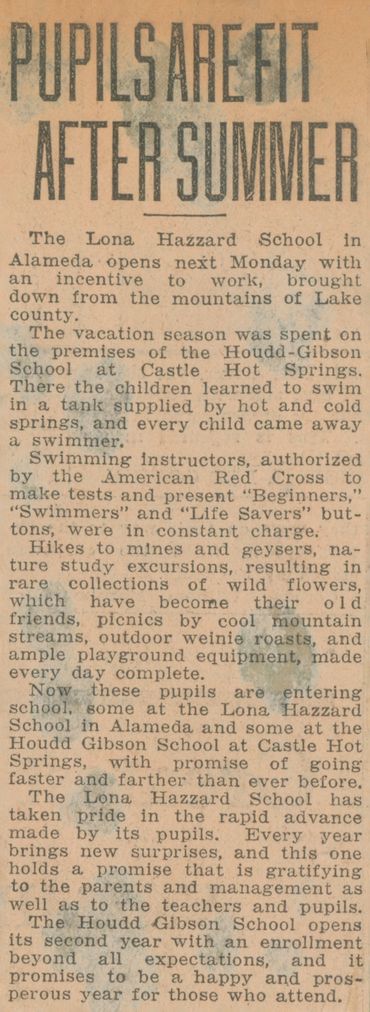 Article - Camp Houdd Gibson Swim School inspires (1929)