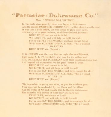 Parmelee-Dohrmann Co. (1906)
"C.W. Gibson was the very first to begin the establishment." (Poem exce
