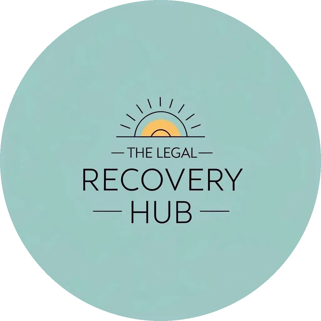 Logo of The Legal Recovery Hub with a sun rising graphic.