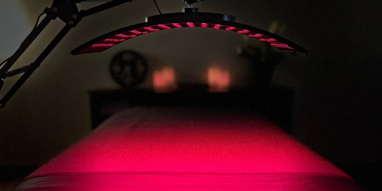 Red light therapy facial treatment room at Honey In Hand Spa in Bigfork, Montana