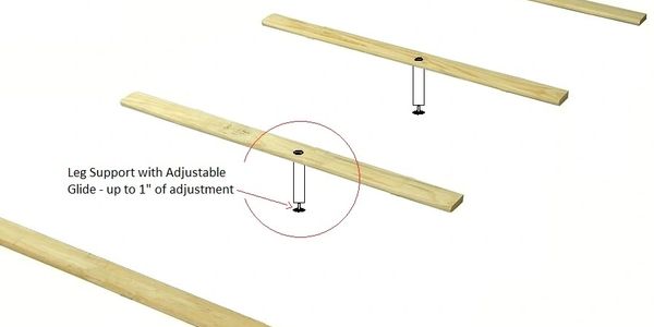 Wooden center support with height-adjustable legs