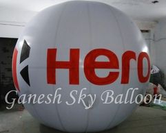 Hero Motor Bike Sky Balloons, Sky Balloon Manufacturers in Delhi. White colour Helium filled Advertising Sky Balloon for Hero