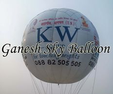KW group Sky Balloon for Baghpat, White color helium gas filed advertising sky balloon.