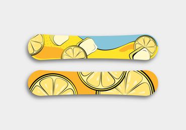 Pop art lemonade snowboard design.