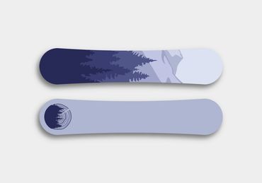 Tree and mountain snowboard design.
