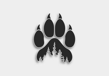 A paw print with trees.