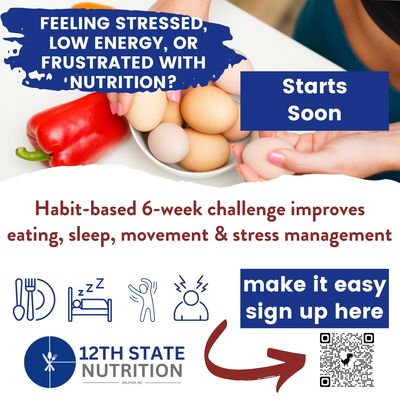 6-week nutrition challenge to improve nutrition, sleep, movement, and stress management. With group challenges and nutrition coaching for fat loss and muscle gain