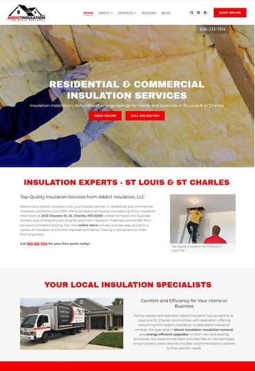 Insulation contractor designed website website builder, online store and booking app