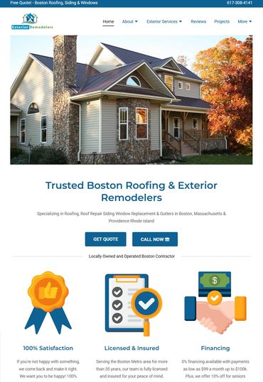 Website builder and marketing for roofing and siding contractors