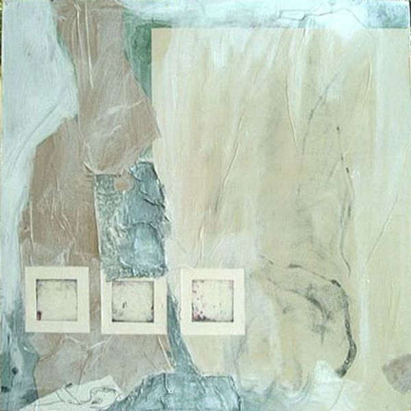 Abstract textured painting in neutral colors.