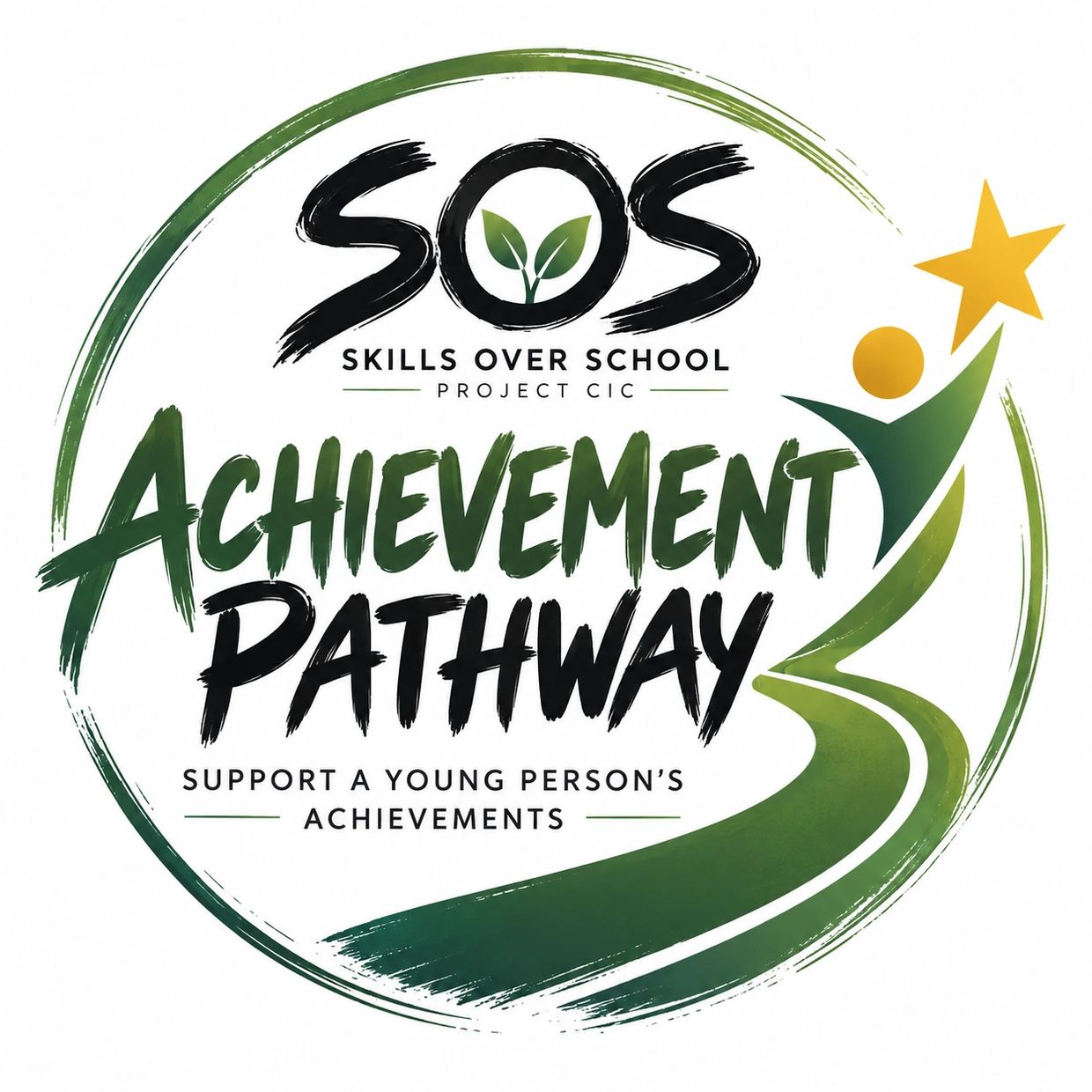 SOS Achievement Pathway logo supporting young person's achievements.