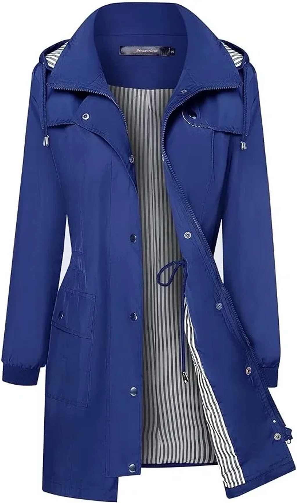 Bloggerlove Rain Jacket Women Lightweight Waterproof Windbreaker Outdoor Hooded Trench Coats
