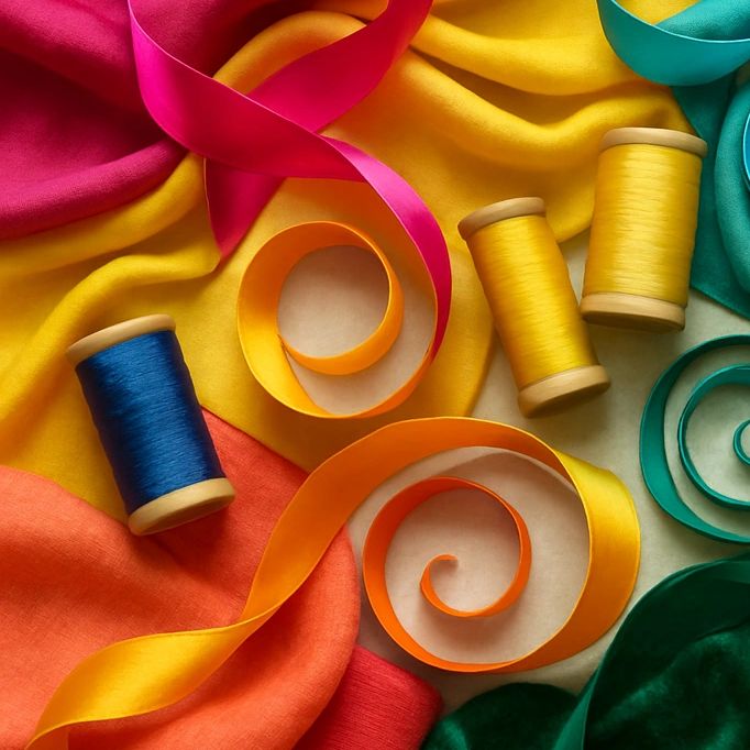 Multi-Colored silk ribbons