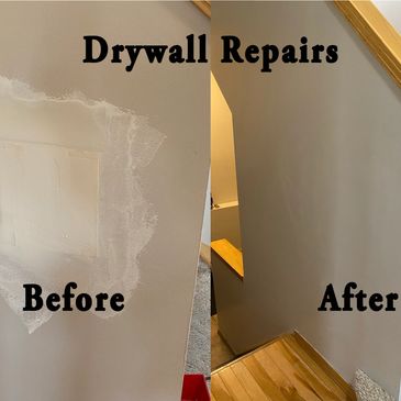 Before and after drywall repairs