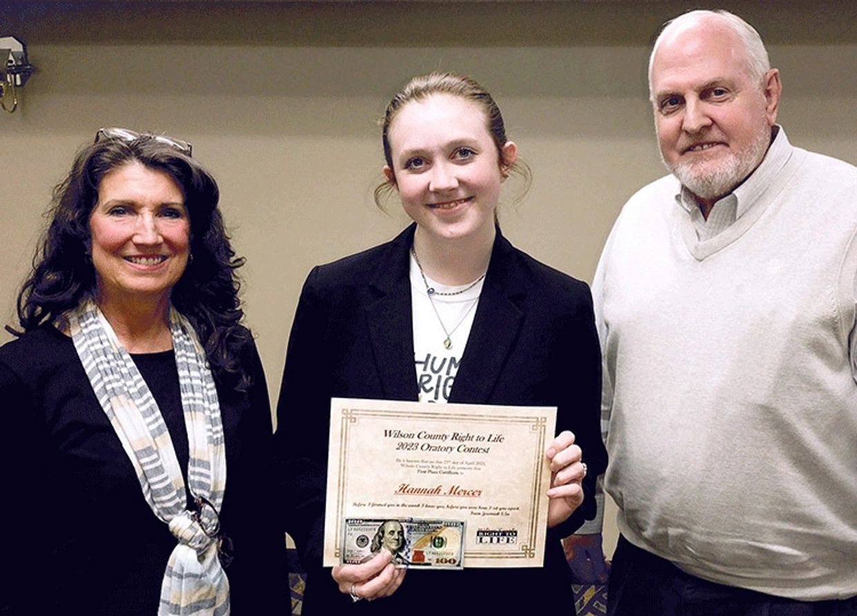 HANNAH MERCER WINS 2023 WILSON CO. PRO-LIFE ORATORY CONTEST FOR HIGH SCHOOL STUDENTS