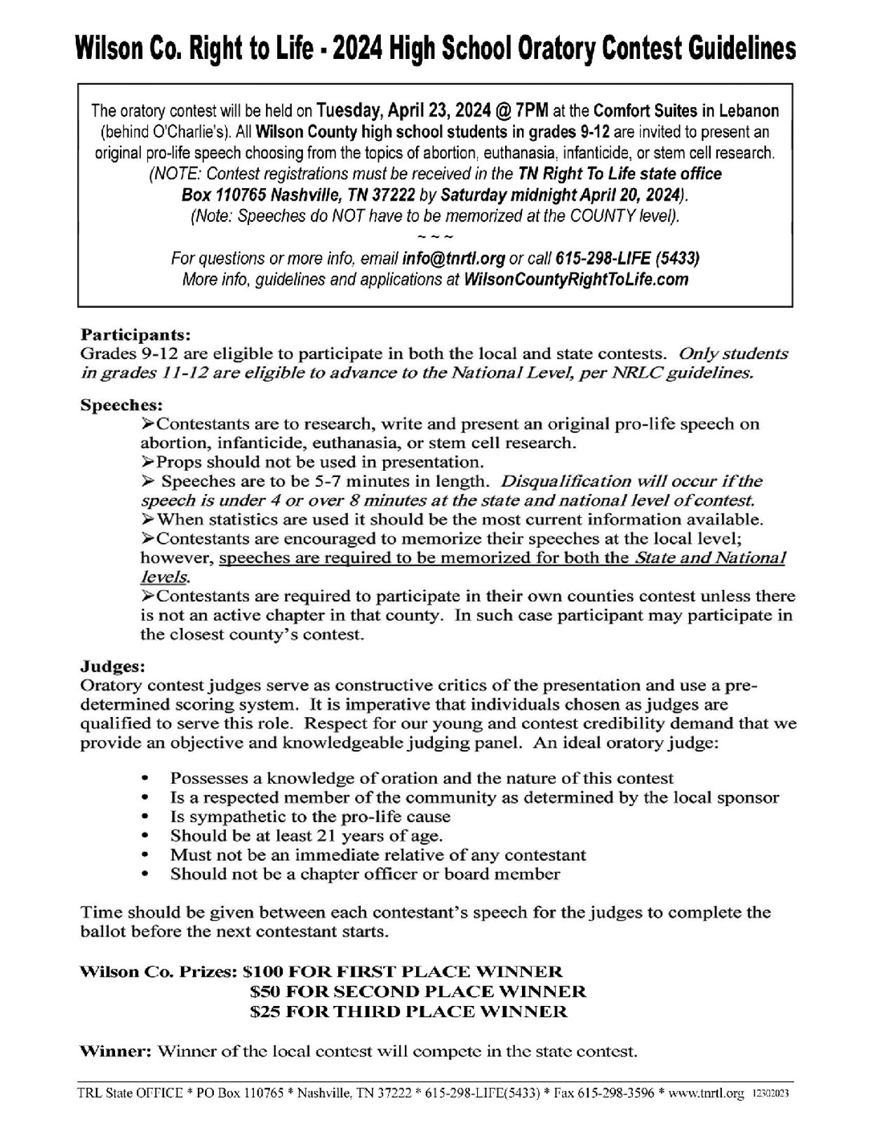 ORATORY CONTEST GUIDELINES