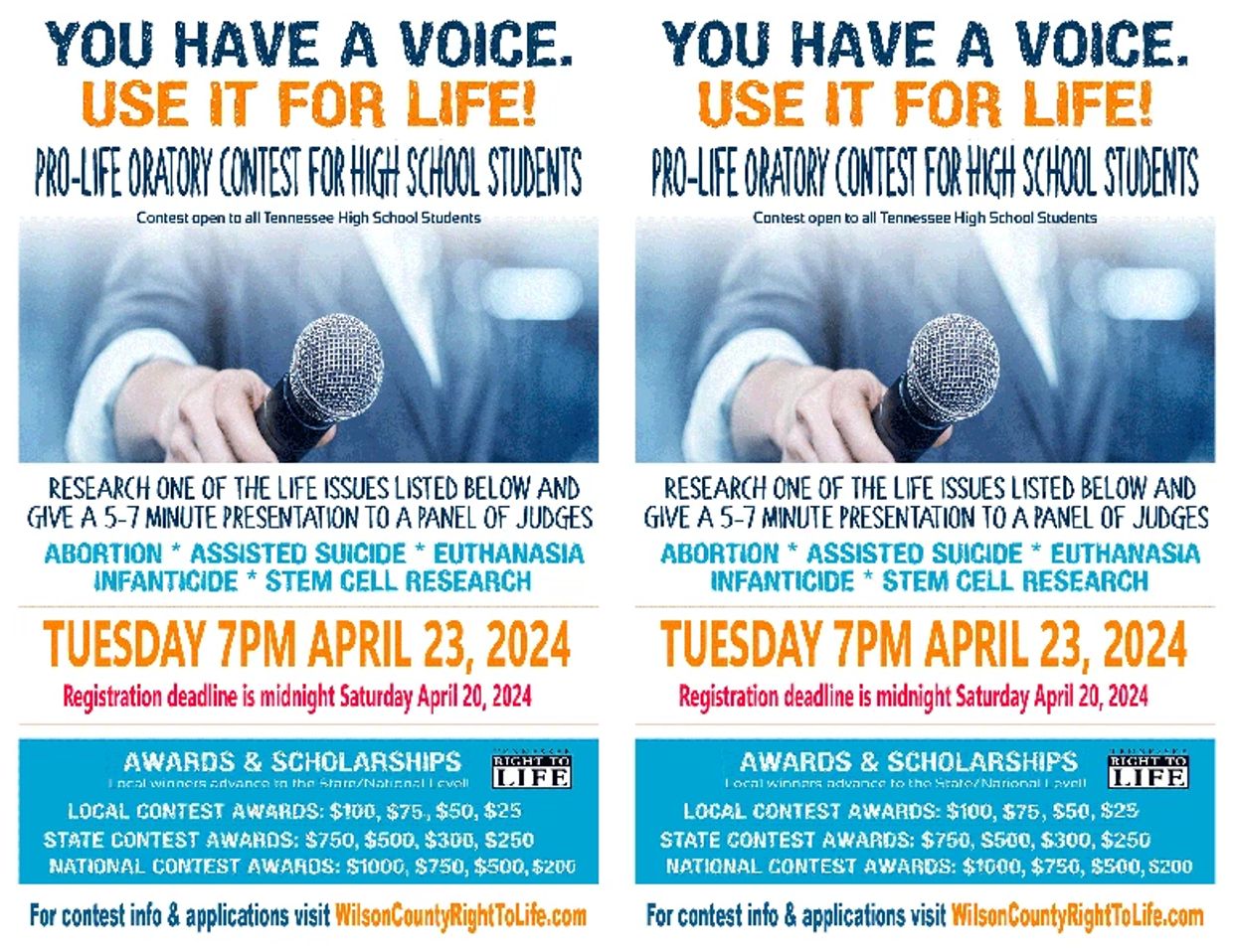 ORATORY CONTEST - FLYERS & BULLETIN INSERTS