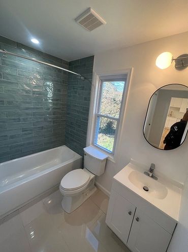 Silver Spring, MD – Primary bath upgrade featuring walk-in shower and dual sink vanity