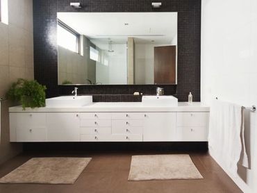 Silver Spring, MD – Primary bath upgrade featuring walk-in shower and dual sink vanity