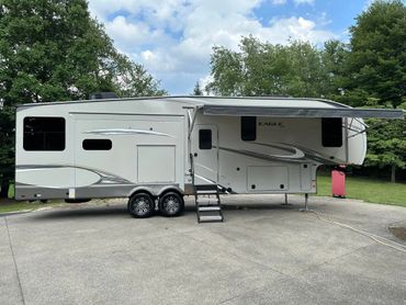RV fifth wheel camper exterior detail