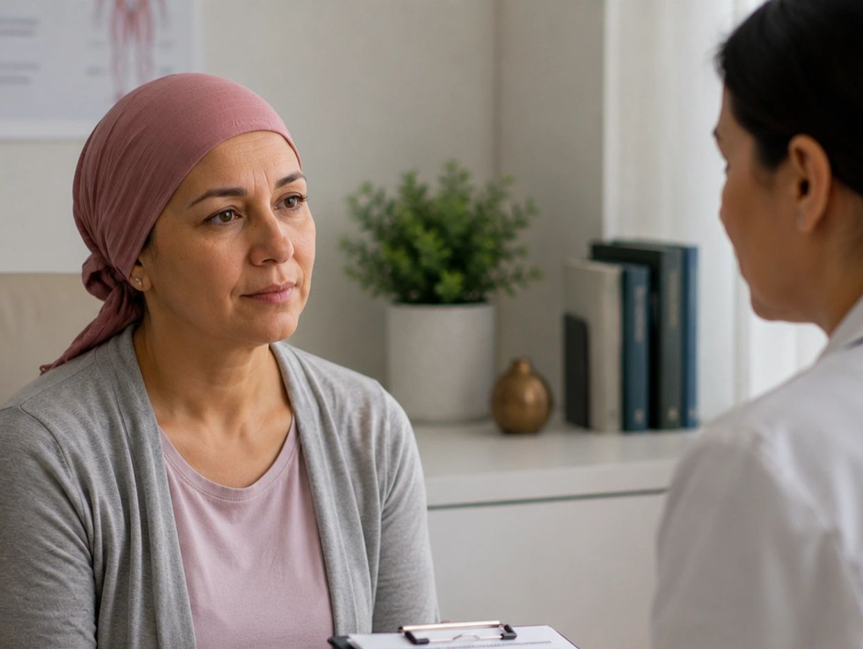 Paciente femenina en consulta médica.