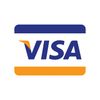 Visa credit card logo with blue and orange design elements.