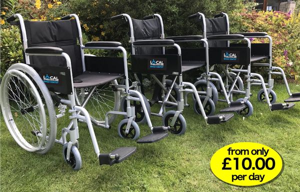 Self propel wheelchairs and attendant push transit wheelchairs for hire from £10.00per day.