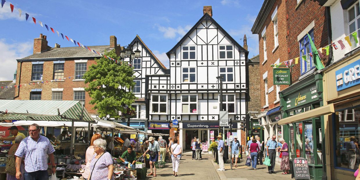 Market day in the busy city of Ripon in North Yorkshire.