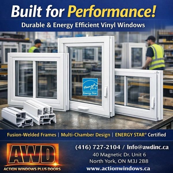 Durable, energy-efficient vinyl windows with fusion-welded frames and ENERGY STAR certification.