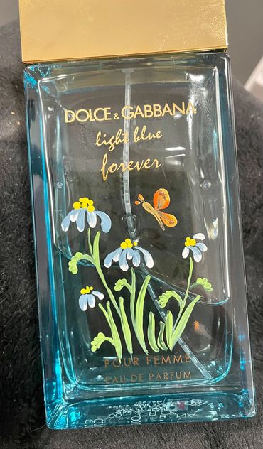 San Diego bottle painter Lisa McCague Dolce Gabbana Light Blue