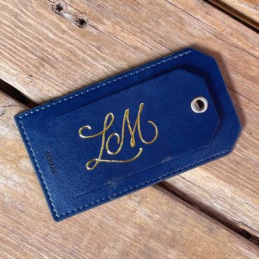 Heat foiled luggage tag Lisa McCague san diego live event artist corporate